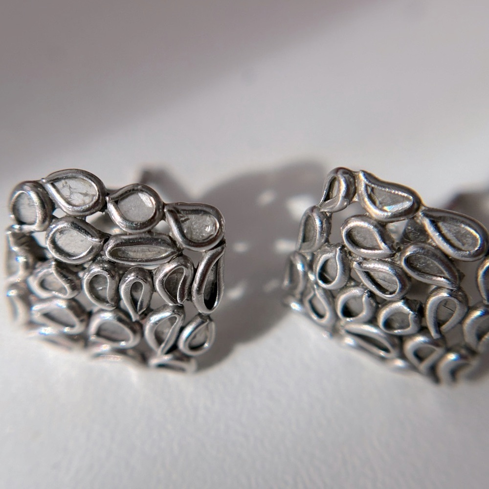 Polki Diamond Stud Earrings 925 sterling silver